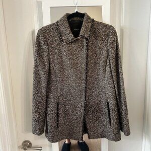 AKRIS Zip Up Blazer Jacket Size 8 Color Brown White